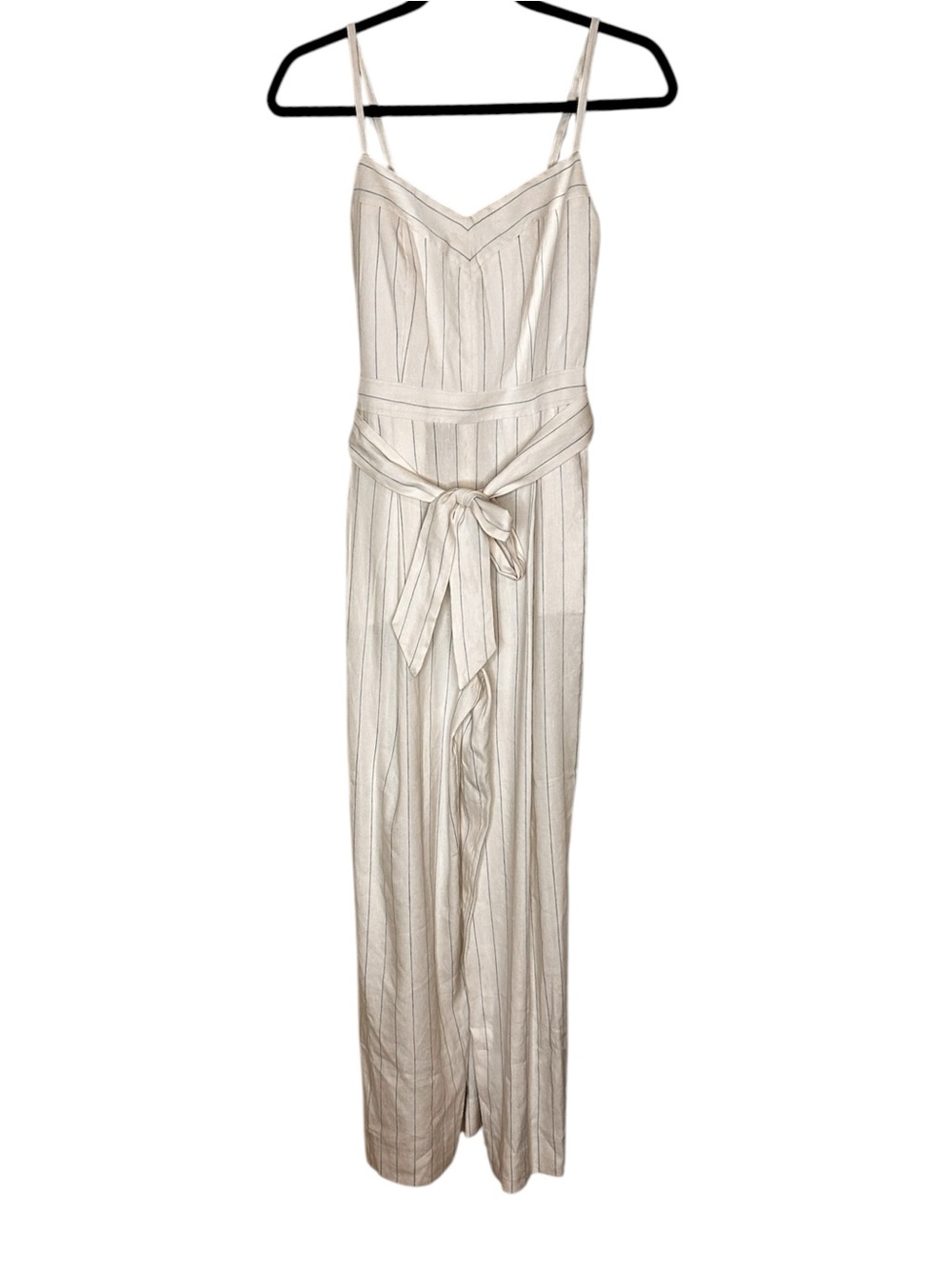 Club Monaco Womens White Striped Wide Leg Jumpsuit- Size 00